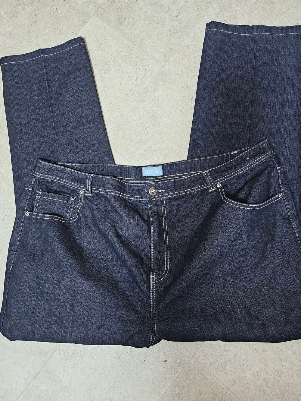 NEW Liz & Me Dark Wash Denim Jeans Womens Plus Size 24W x 29.5 Contrast Stitch